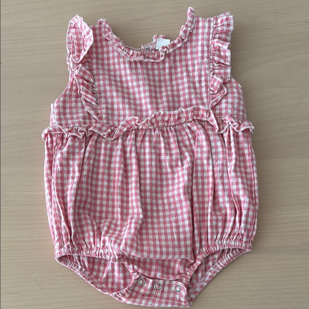 Pink Gingham Baby Romper